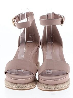 BCB Block Heel Espadrille Sandals - Nude Pink Ankle Strap
